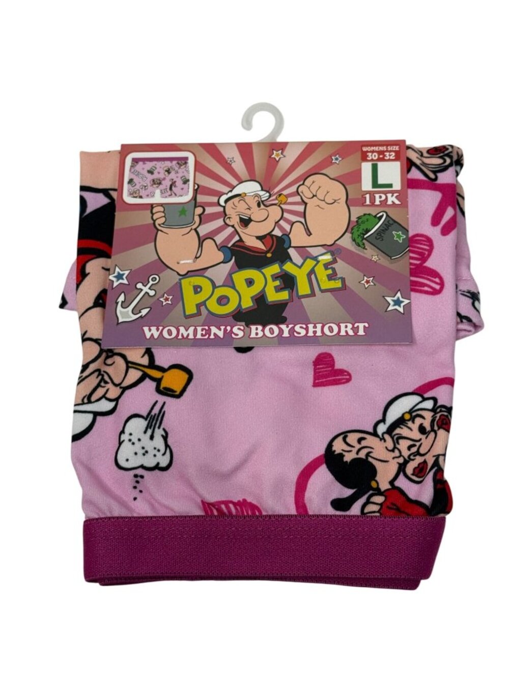 Popeye Pink Boyshort Underwear Womens Size Large NWT